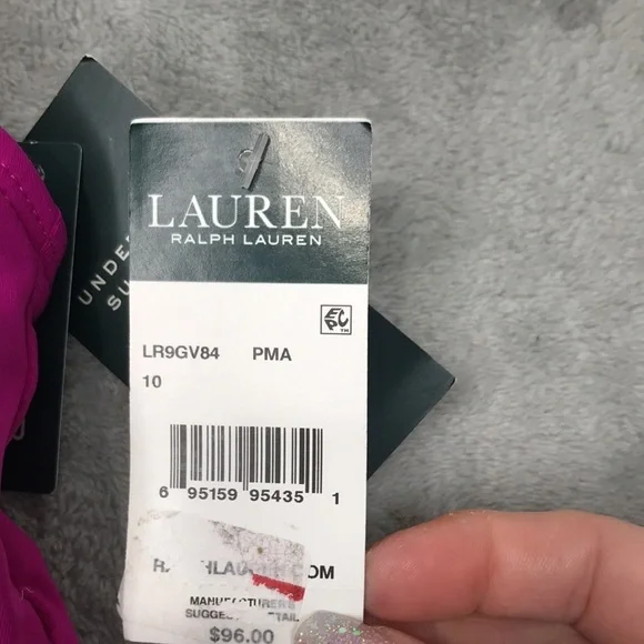 Lauren Ralph Lauren Fuchsia Flutter Top Bikini Size 10 New
